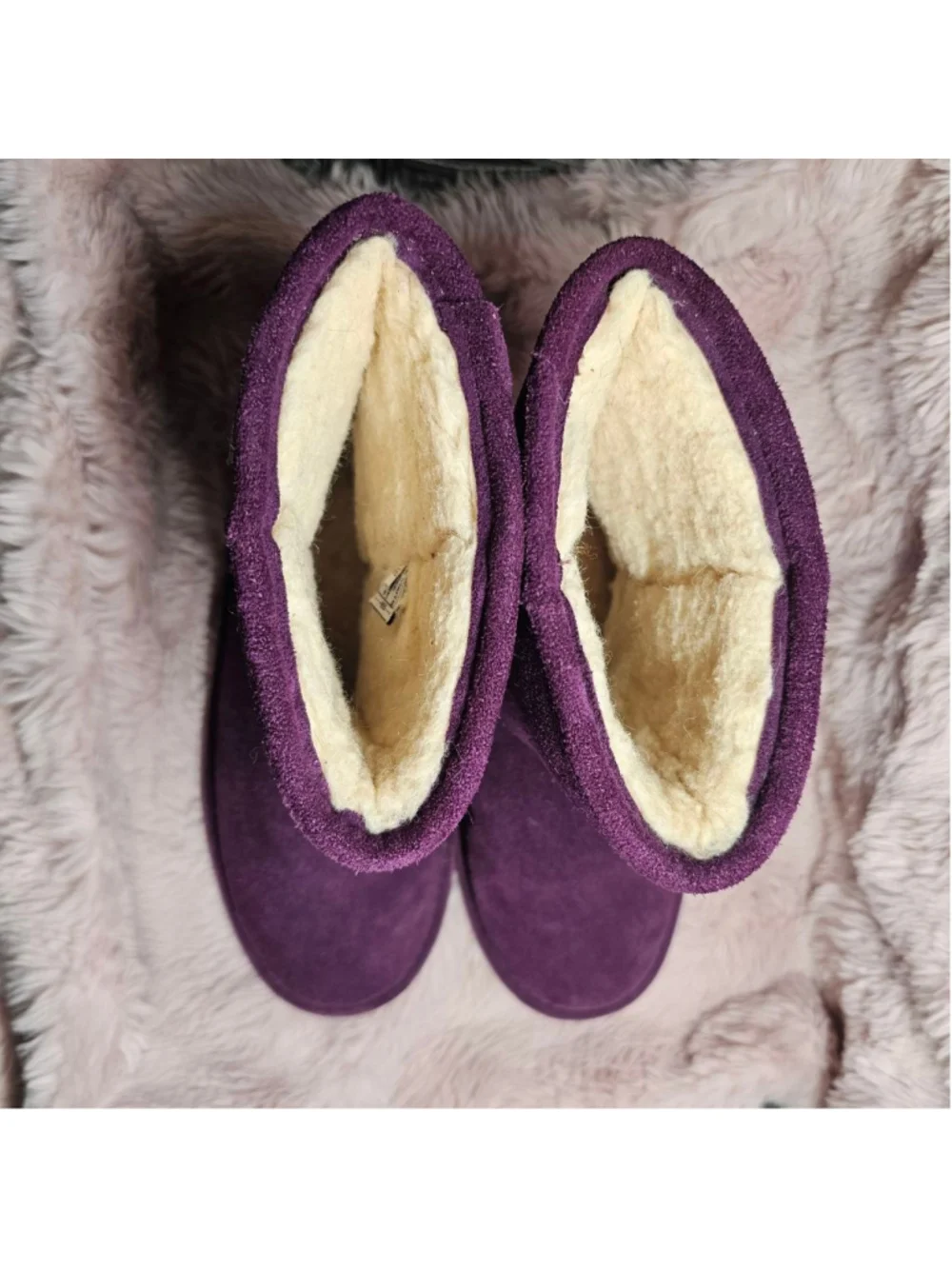Bearpaw Emma Youth Suede Boots - Purple Short Shearling Winter Boots